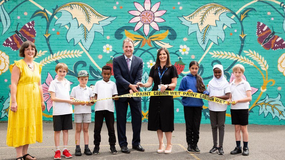 Metro mayor Dan Norris officially opened a mural at St Barnabas primary school in July