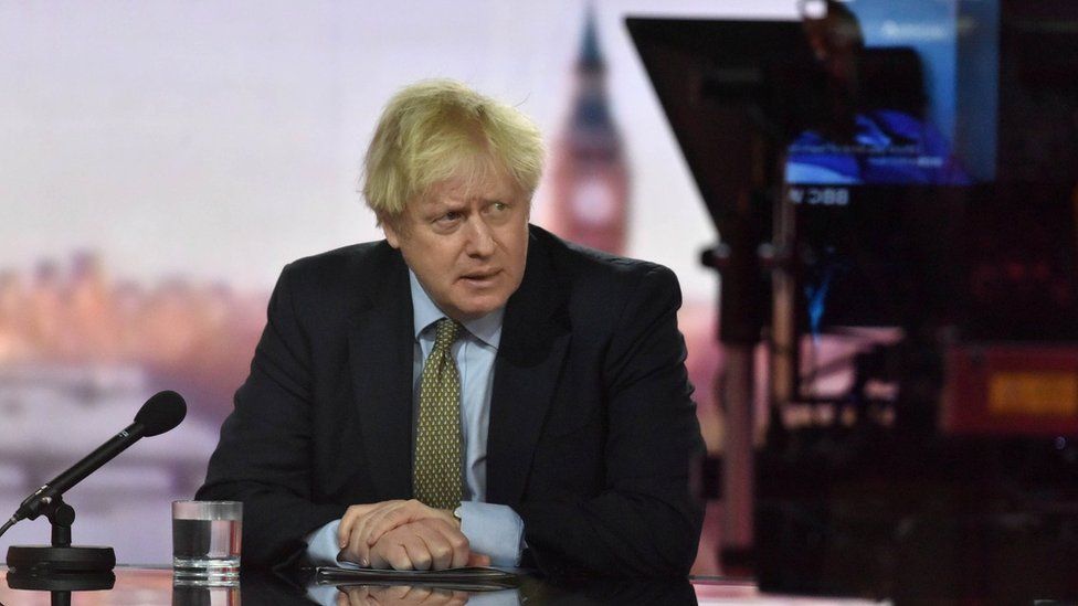 Boris Johnson in a BBC studio