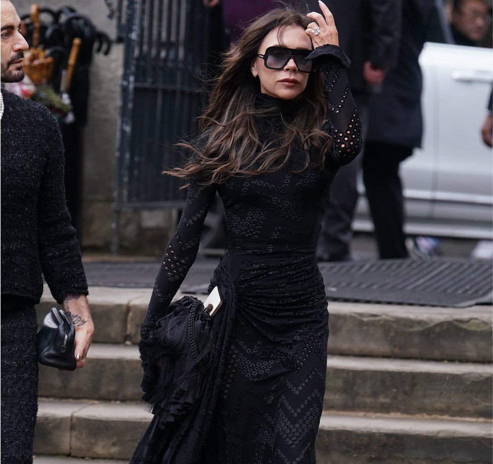 Victoria Beckham arrives for a memorial service to honour and celebrate the life of fashion designer Dame Vivienne Westwood at Southwark Cathedral, London,
