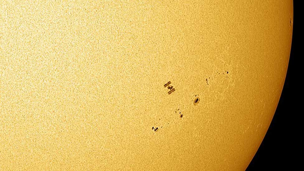 International Space Station against the Sun