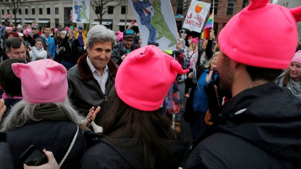 Former secretary of state John Kerry joins the Washington rally