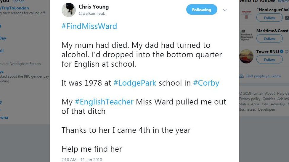 Screen grab of Chris Young's tweet