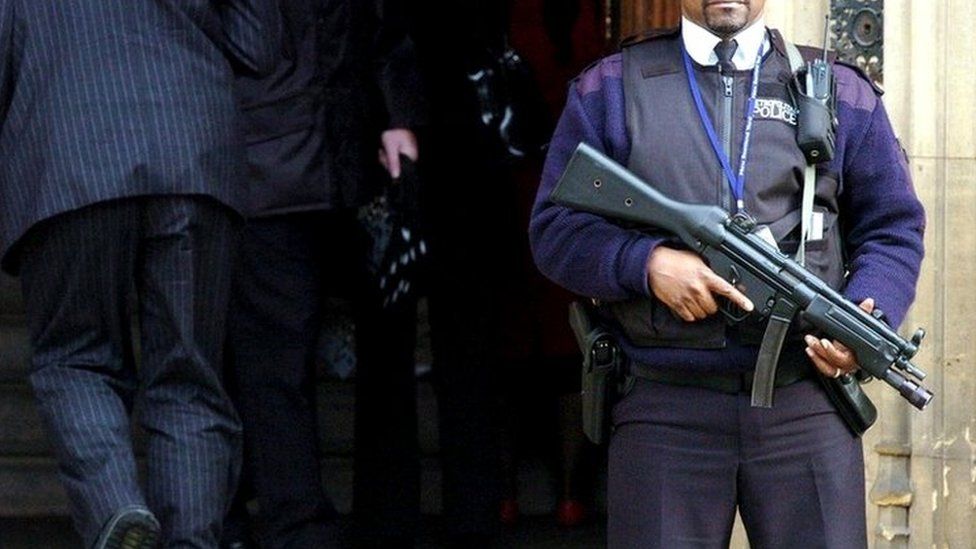 Armed police at Westminster