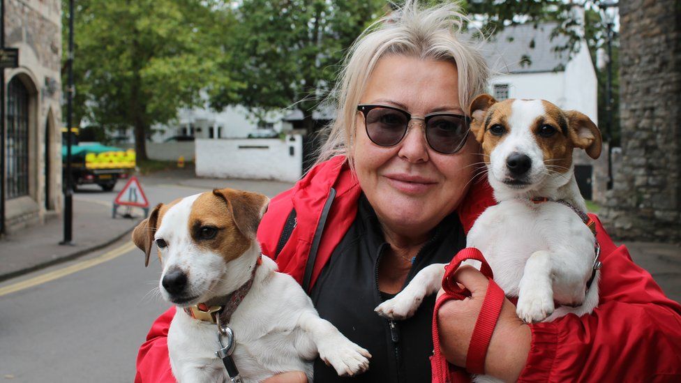 Deborah Oliver with her dogs Lola and Angel
