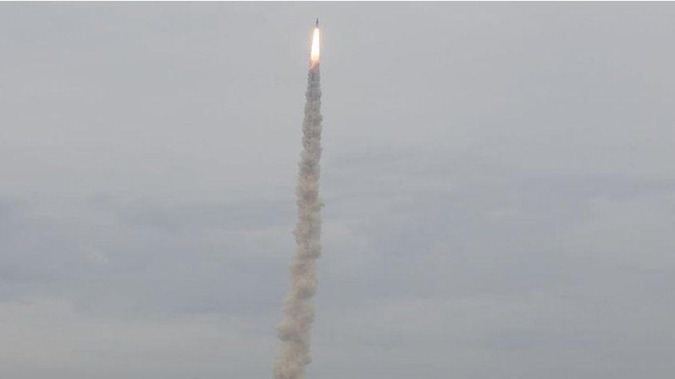The Indian Space Research Organisation's (ISRO) Chandrayaan-2 (Moon Chariot 2), on board the Geosynchronous Satellite Launch Vehicle (GSLV-mark III-M1), launches in Sriharikota in the state of Andhra Pradesh on July 22, 2019