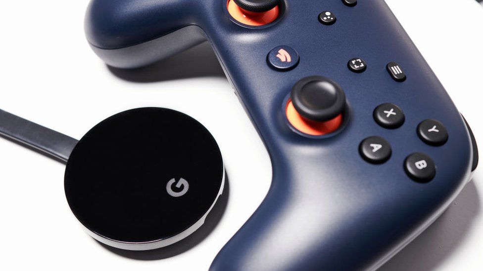 Stadia controller and a Google chromecast