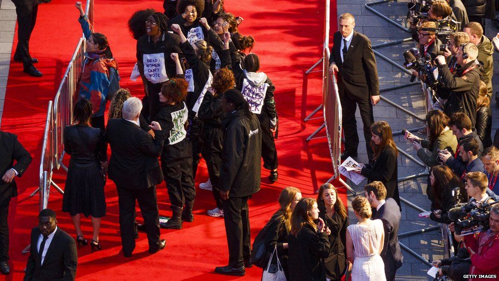 Protests on red carpet
