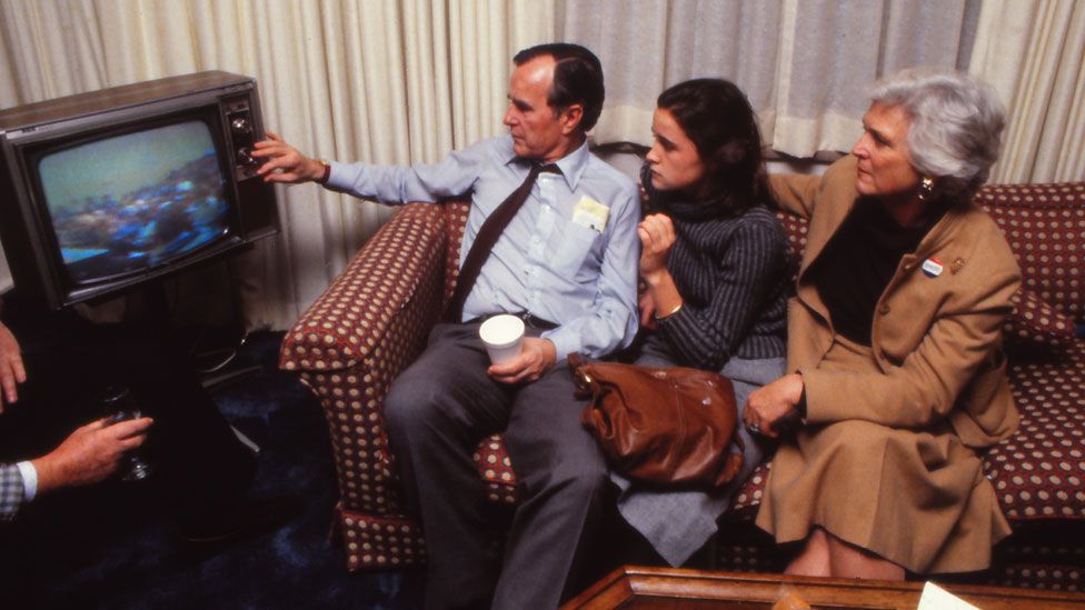 The Bush family watch the 1988 election results come in