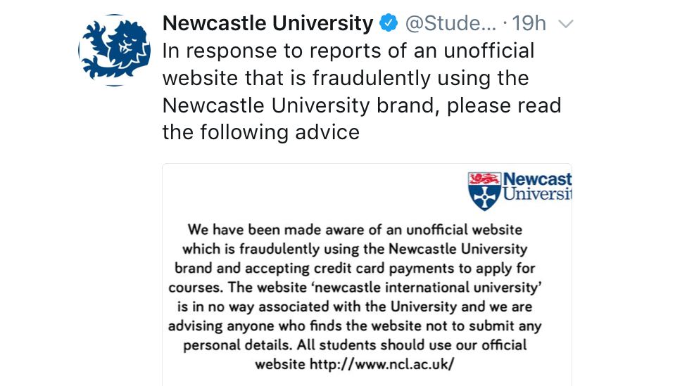 Newcastle University tweet