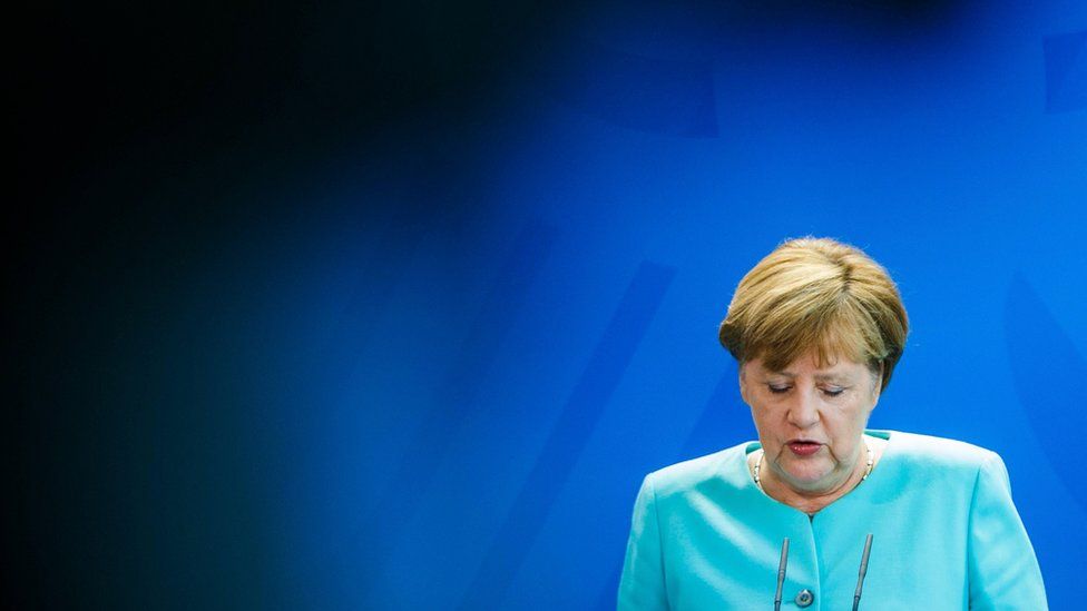 German Chancellor Angela Merkel speaks to the media following UK vote to leave the European Union on 24 June