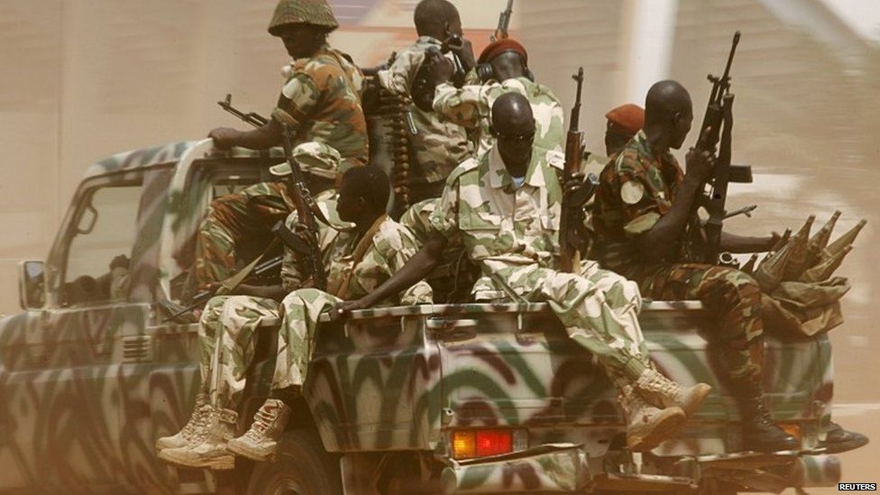 Seleka soldiers patrol in Bangui December 3, 2013