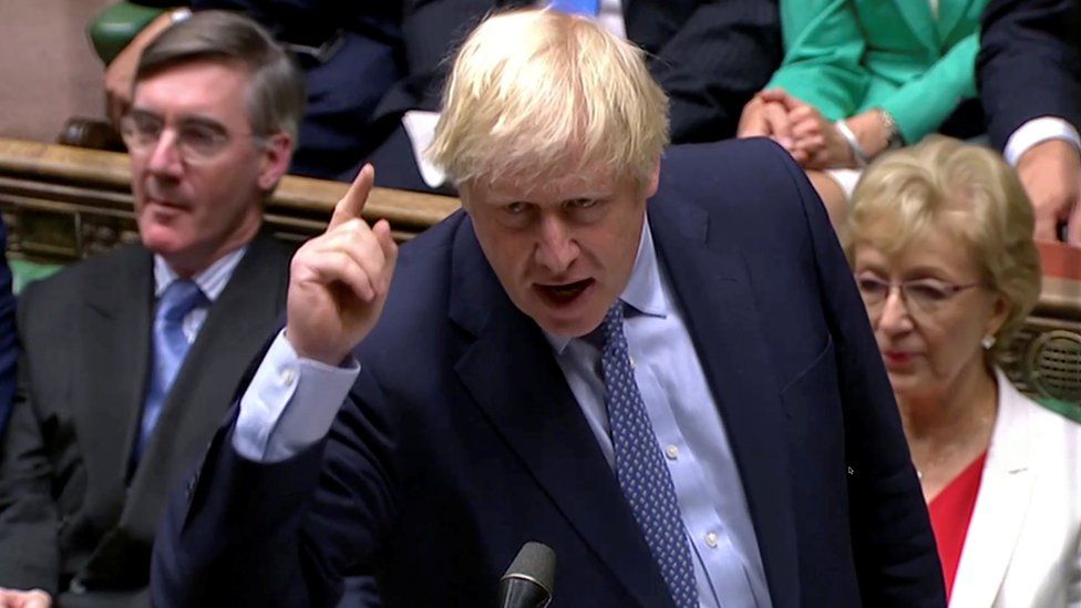 Boris Johnson addressing Parliament