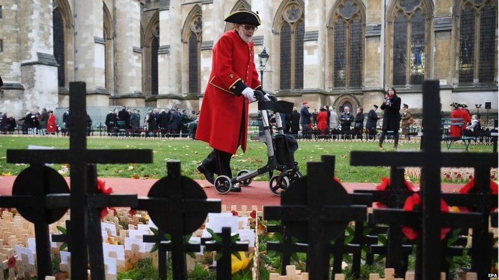 Service personnel attend the 91st Field of Remembrance at Westminster Abbey in London, Britain, 07 November, 2019.