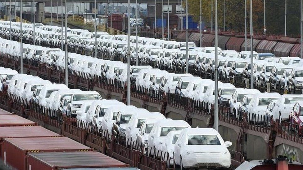VW cars awaiting transport