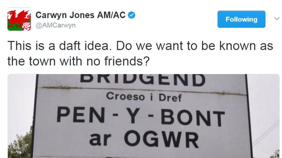 Screenshot of Carwyn Jones' tweet