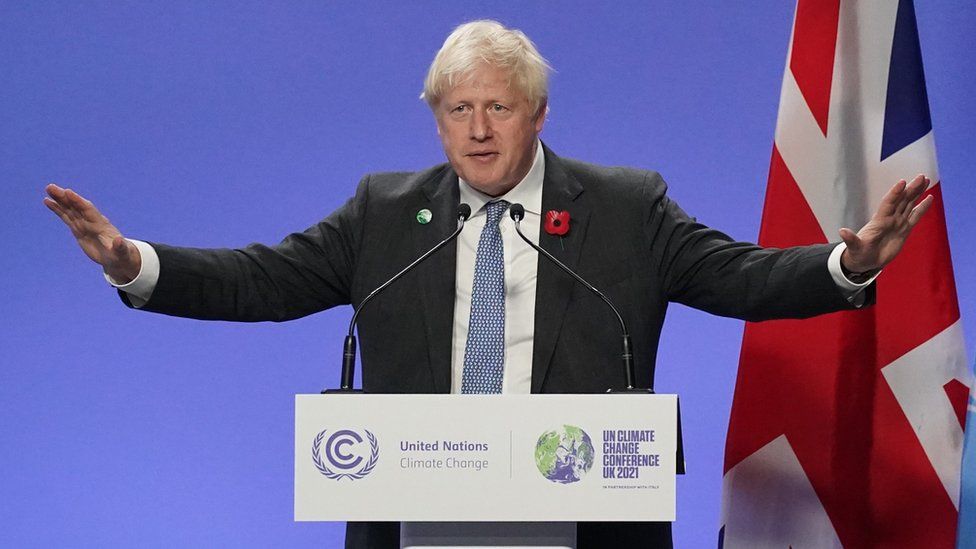 Boris Johnson holds a press conference at the COP26 summit on 2 November 2021