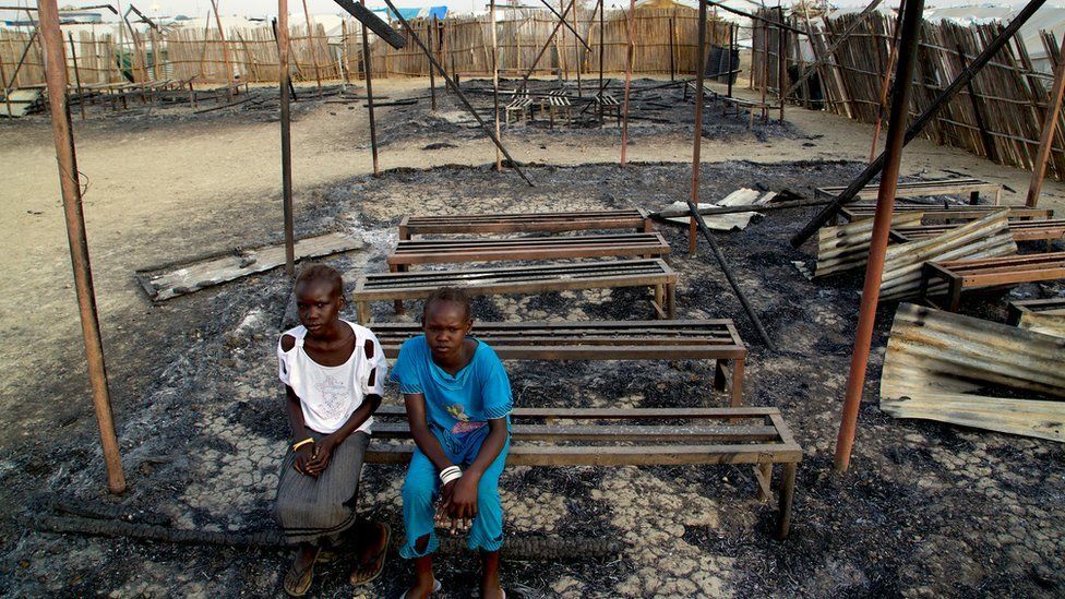 Burned down classroom South Sudan