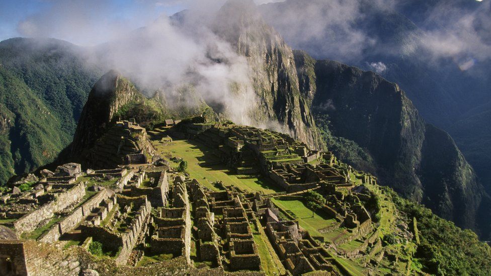 The Inca city of Machu Picchu sits high in the Andes mountains