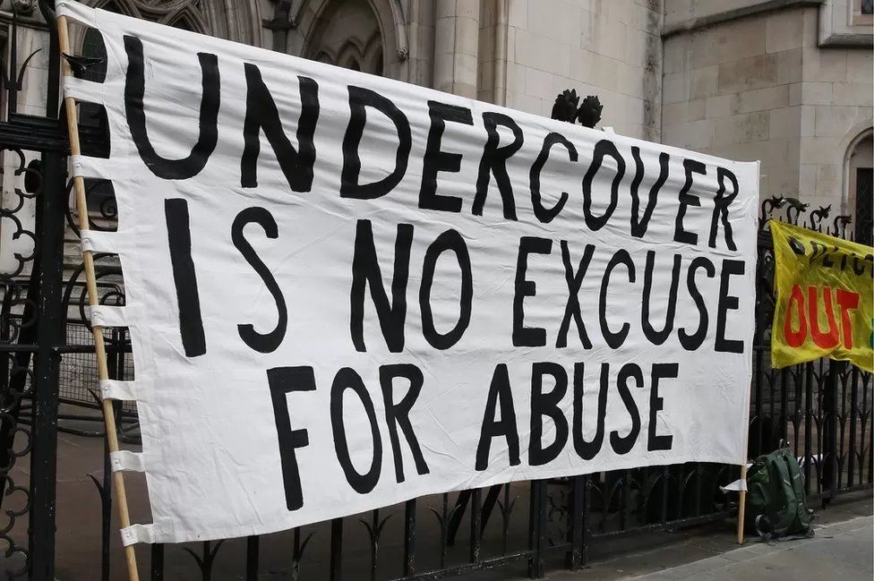 Banner outside the High Court