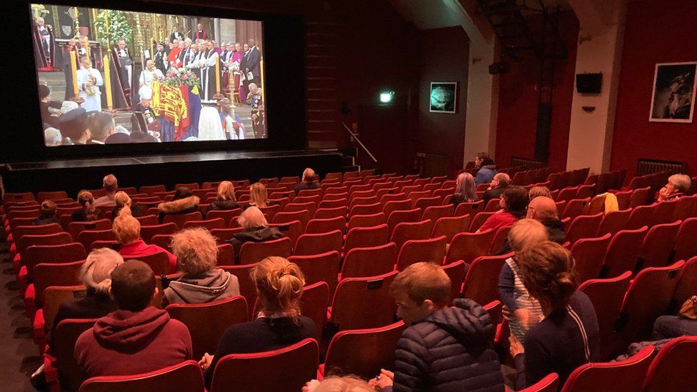 About 55 people came to Theatr Colwyn to watch the funeral on the cinema screen