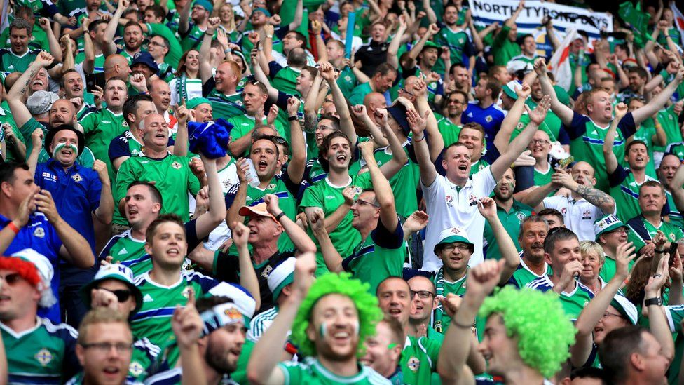 Northern Ireland fans celebrate during their side's game against Germany at Euro 2016