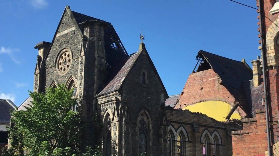 Bethel Chapel, Newtown with a collapsed roof