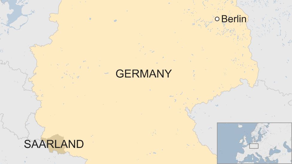 Map of Saarland in Germany