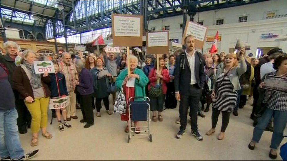 Commuter protest at Brighton station in June