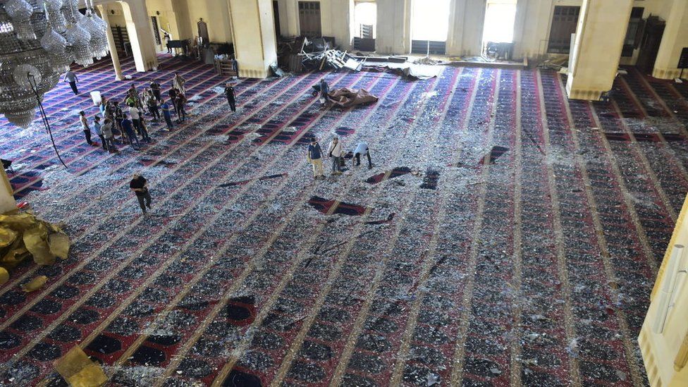 A view of the damage at Mohammad Al-Amin Mosque