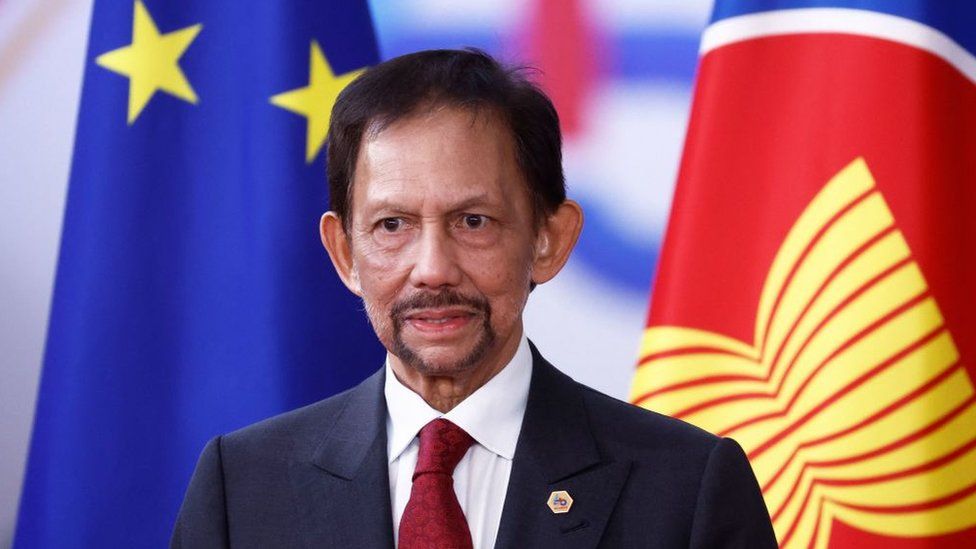 Sultan of Brunei Darussalam Hassanal Bolkiah, at the EU-Asean summit in Brussels, December 2022