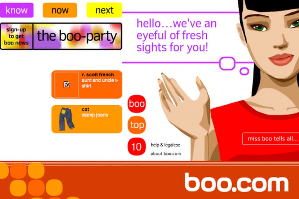 The home page of boo.com