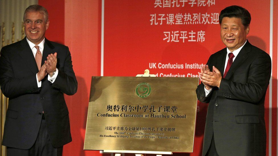 Mr Xi and the Duke of York attended a conference at the Confucius Institute
