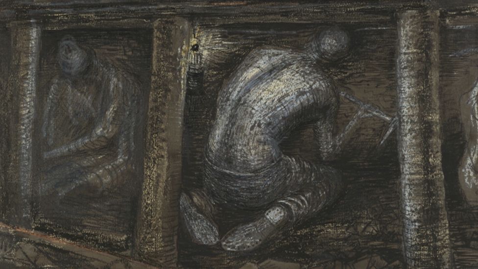Miner at Work in the Coalface, 1942, by Henry Moore