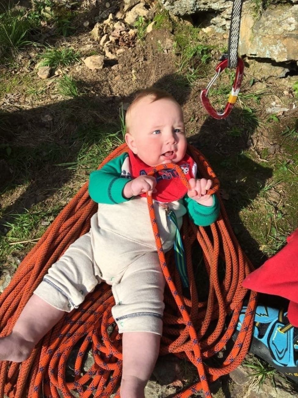 Cody Weishaar as a baby on an early climbing trip