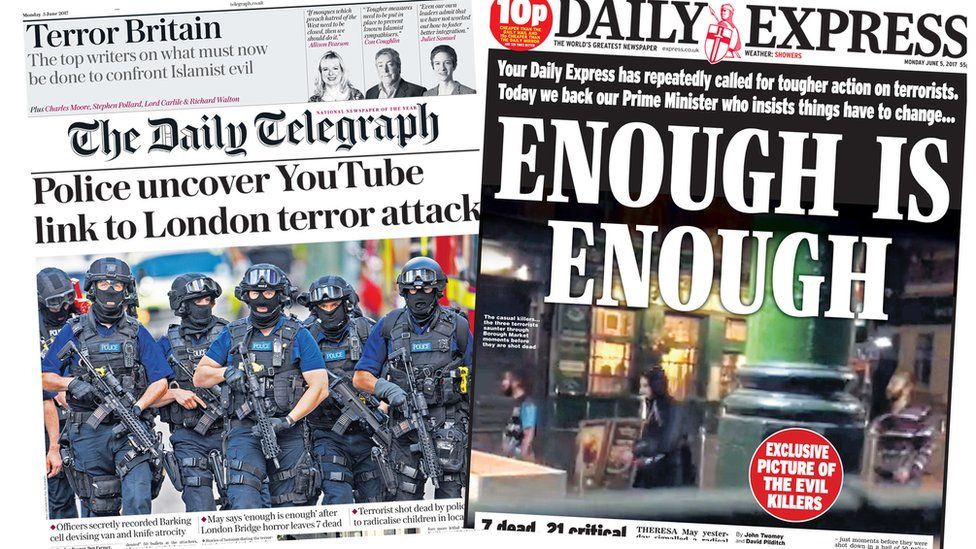 Telegraph and Express front pages 05/06/2017