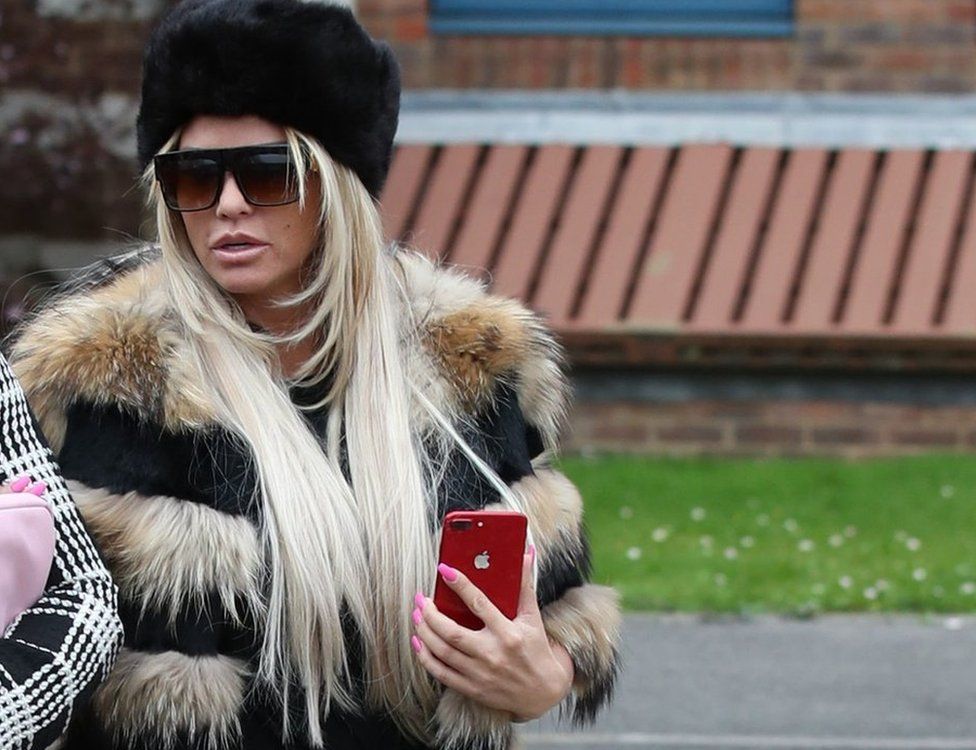Katie Price arriving at Crawley Magistrates' Court on 20 March