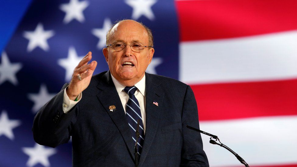 Rudy Giuliani speaks in 2019