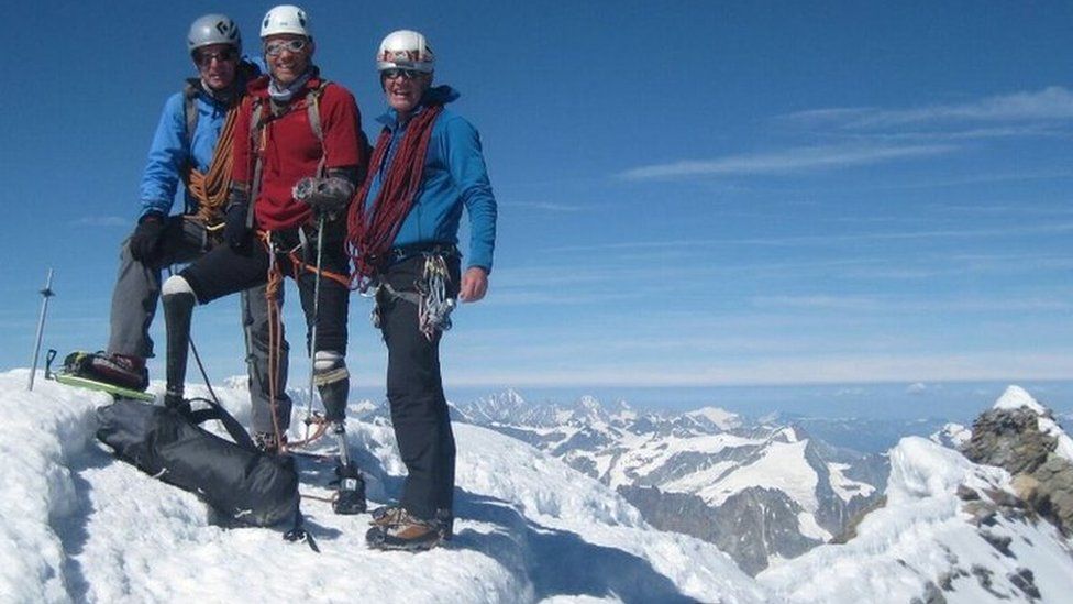 Jamie Andrew with guides Steve Jones and Steve Monks