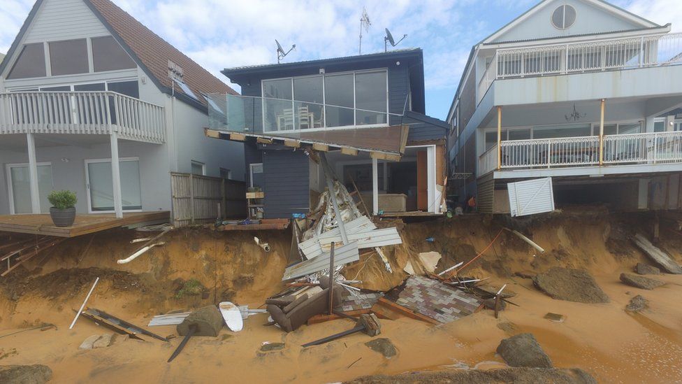 Damaged houses on Sydney's Collaroy Beach