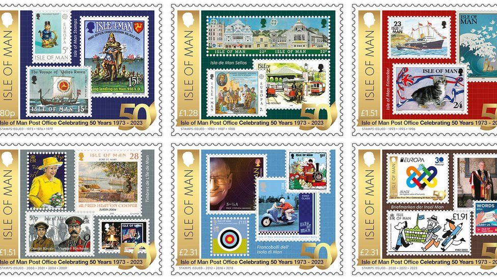 Set of 50th anniversary post office stamps