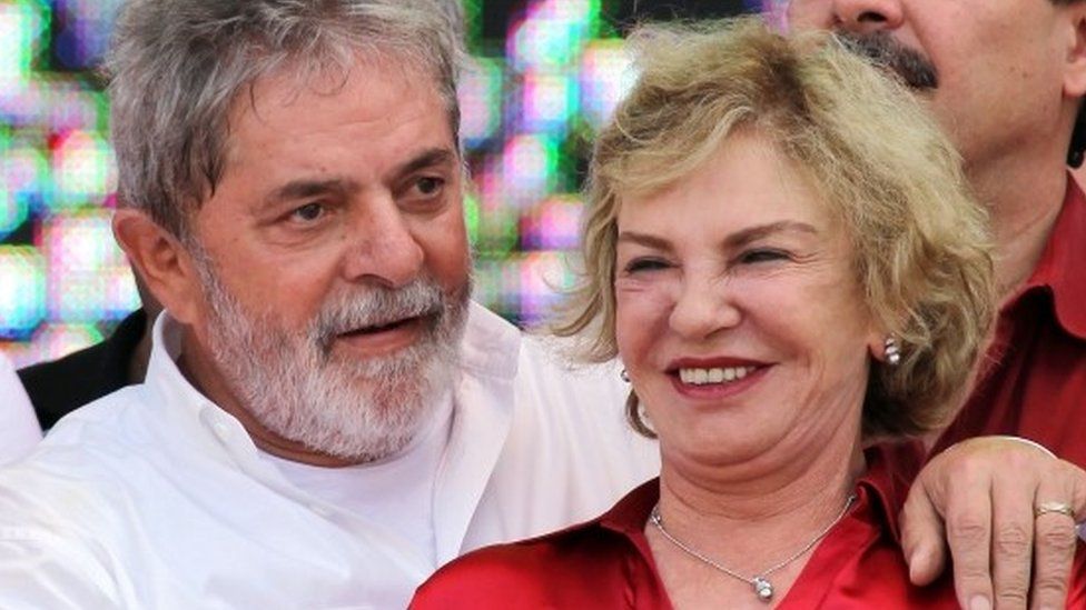 Brazilian ex President Luiz Inacio Lula da Silva (L) and Brazilian First Lady Marisa Leticia on May 1, 2010.