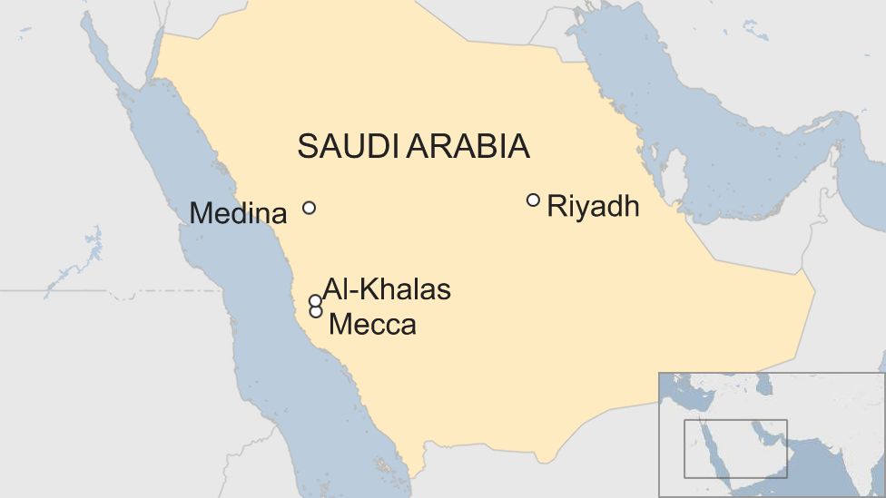 Map showing the location of Al-Khalas in Saudi Arabia