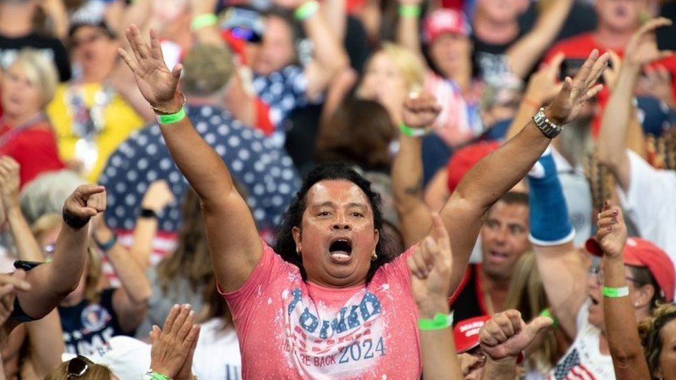 Supporters cheer Donald Trump at a rally in Wilkes-Barre, Pennsylvania. Photo: 3 September 2022