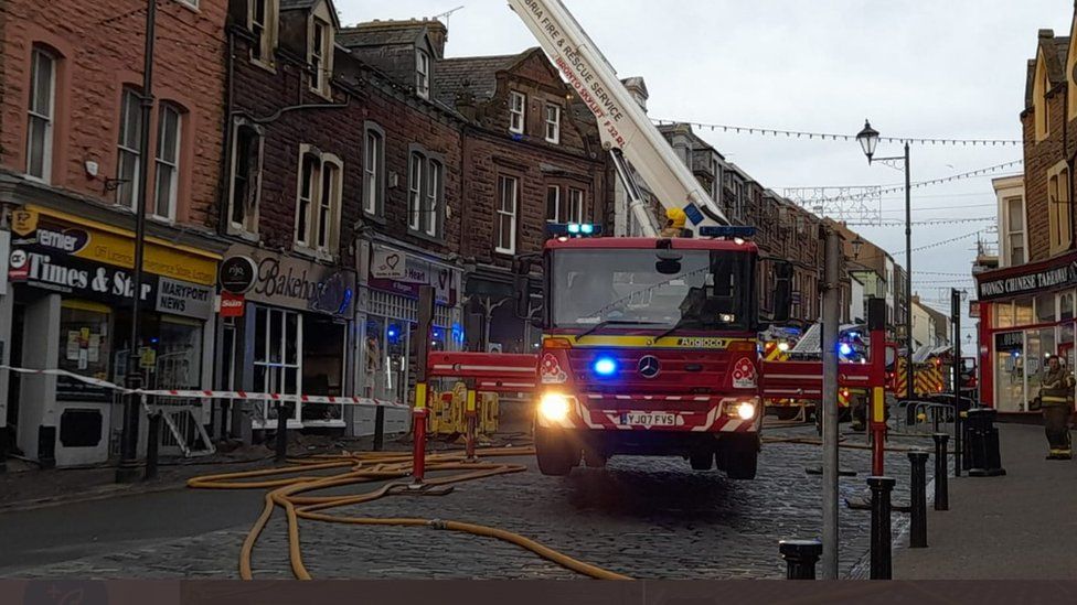 Maryport road closures as fire rips through bakery BBC News