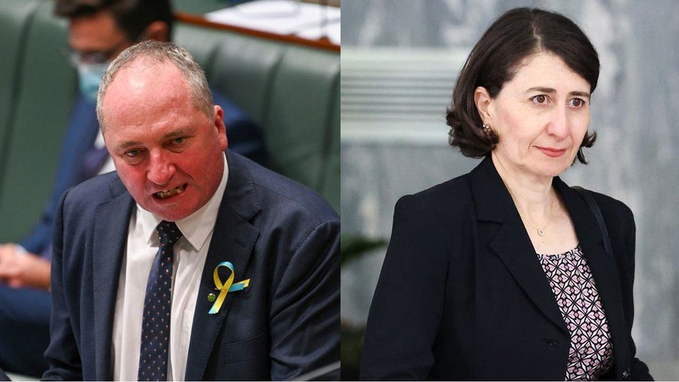 Australian Deputy Prime Minister Barnaby Joyce (L) and former New South Wales premier Gladys Berejiklian