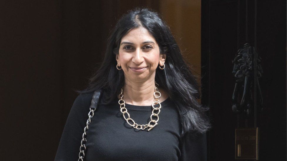 Secretary of State for the Home Department Suella Braverman leaves 10 Downing Street after attending the weekly Cabinet meeting in London, United Kingdom on May 16, 2023.