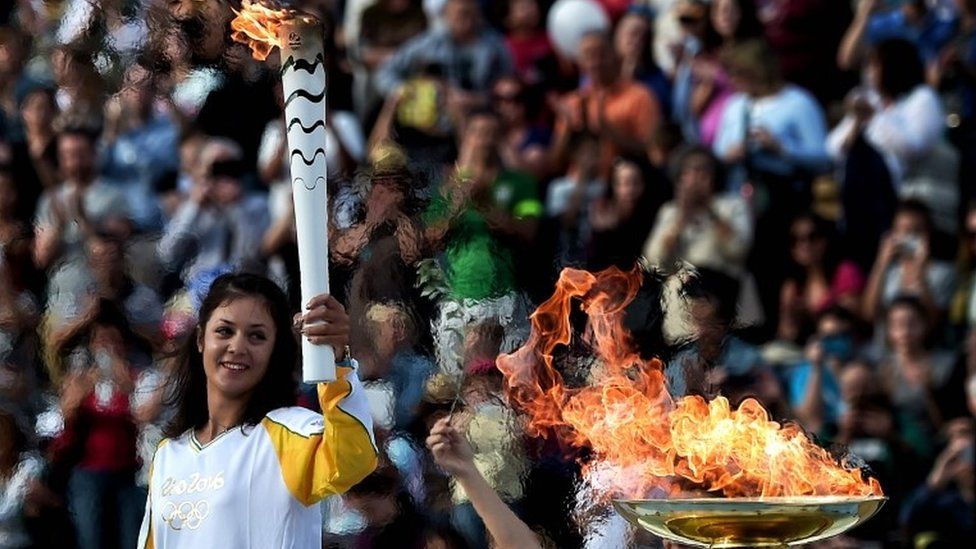 Olympic flame handover ceremony