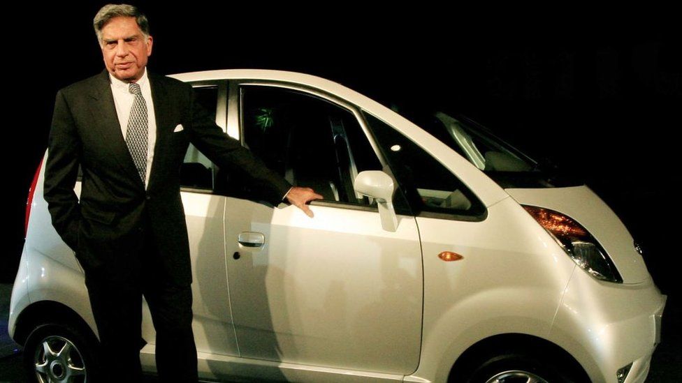 Chairman, Tata Sons and Tata Motors Limited Ratan Tata during the launch of Tata New Car Nano during the inaugural function of 9th Auto Expo 2008 on January 10, 2008 in New Delhi, India.