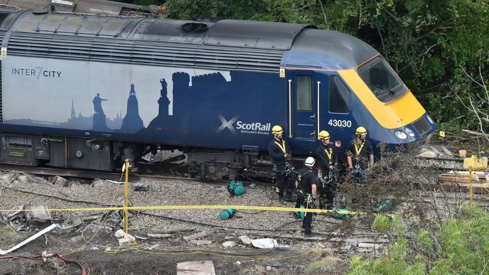 Damaged ScotRail train