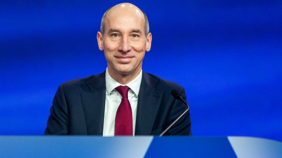 Thomas Toepfer, chief financial officer of Airbus SE, during a full year earnings news conference in Toulouse, France, on Thursday, Feb. 15, 2024